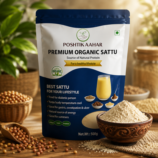 Poshtik Aahar Sattu 500g - Roasted Gram Flour (Sattu Atta) Indian Chana Powder