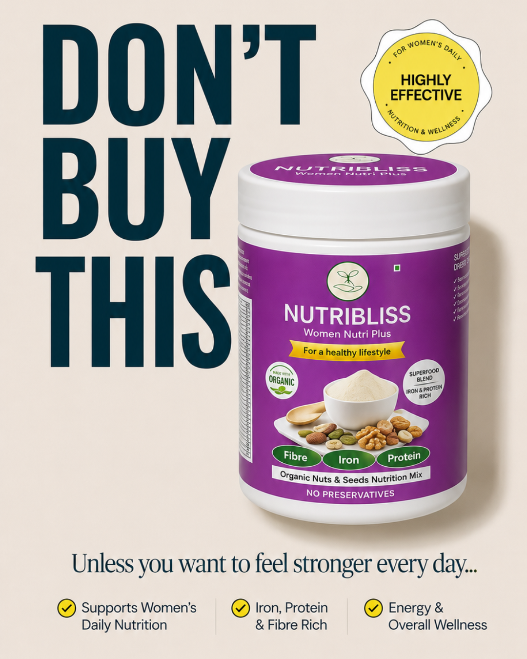 Nutribliss Women Nutri Plus | Organic Nuts & Seeds Nutrition Mix  200g | Women Wellness Drink