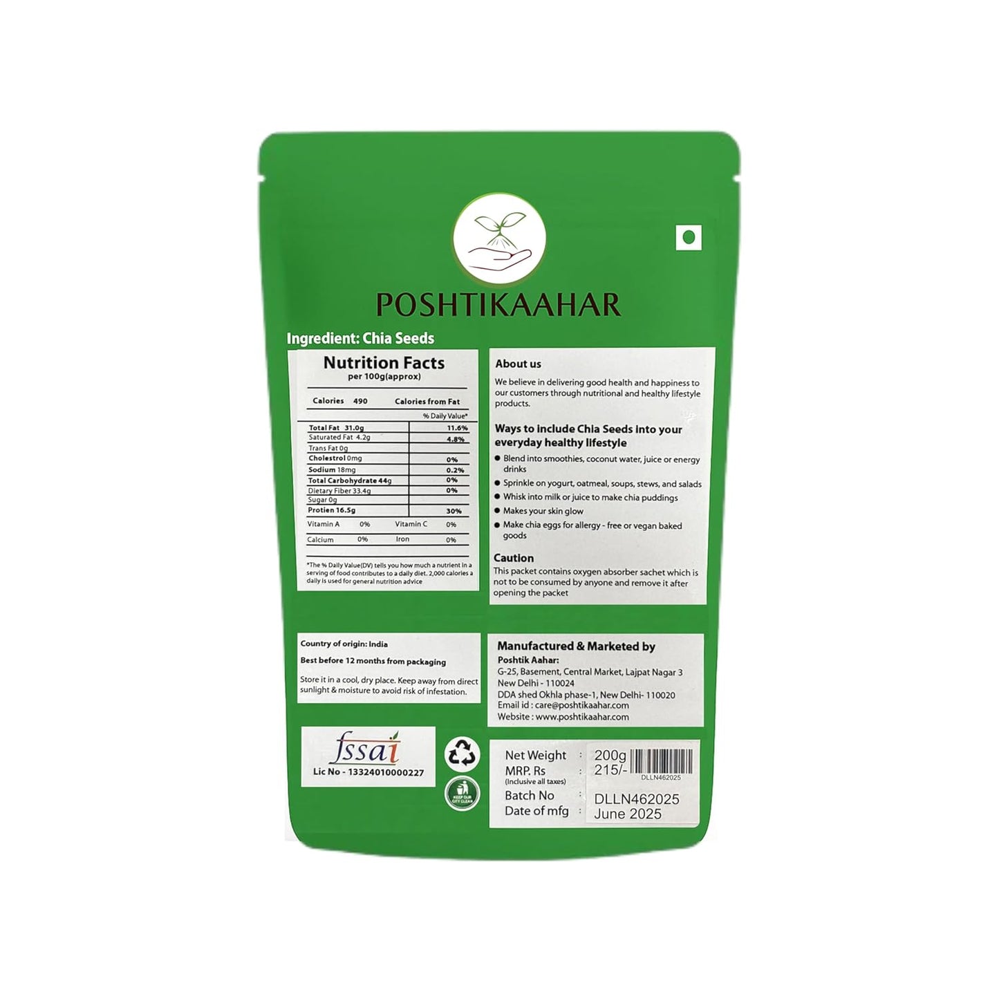 Chia Seeds Omega-3 Seeds 200 g