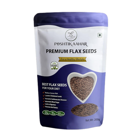 Poshtik Aahar Flax Seeds 200g - Alsi Seeds  | Raw Seeds for Eating