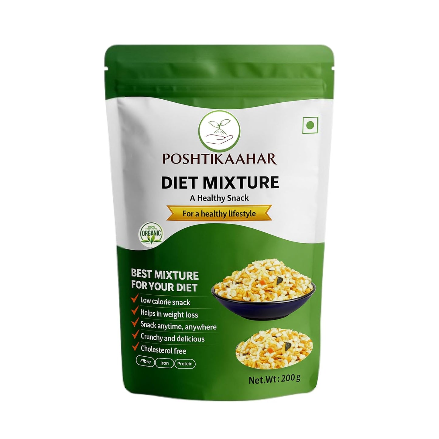 Poshtik Aahar Diet Mixture Namkeen, Healthy Roasted Snacks - 200 grams
