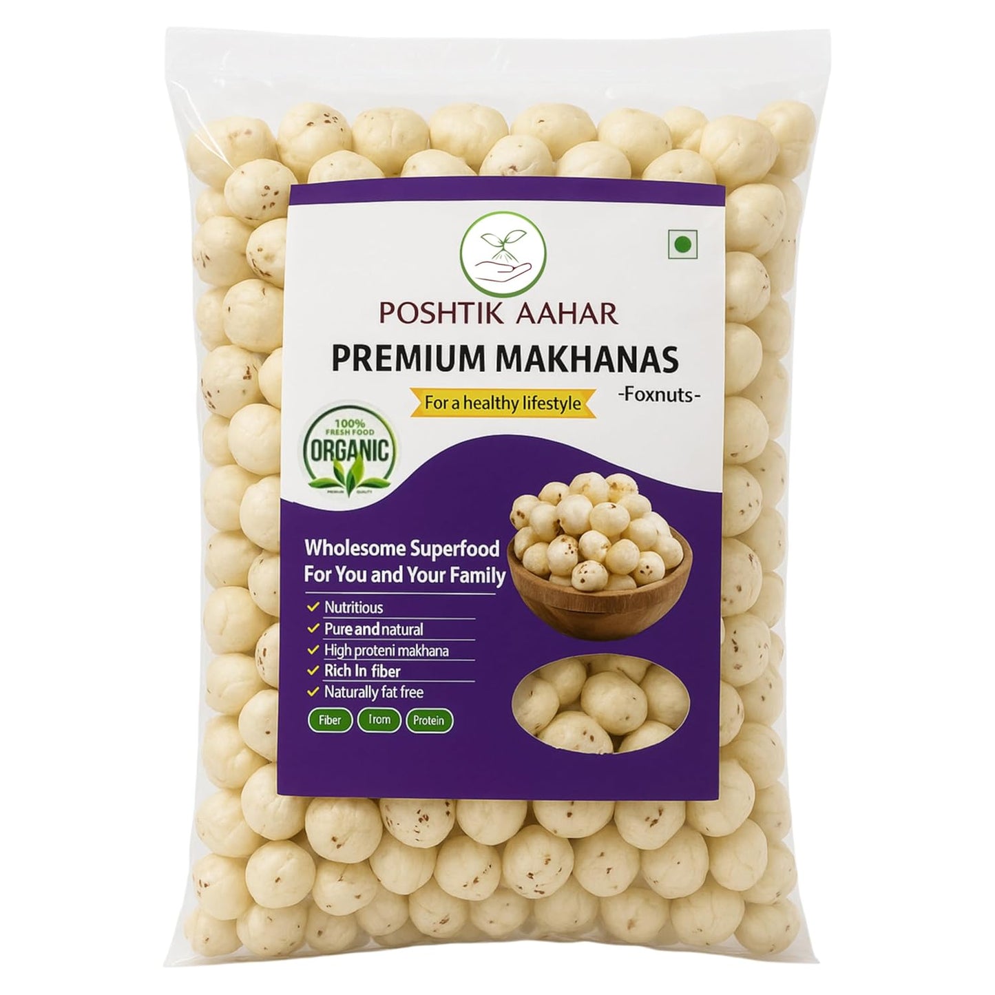 Poshtik Aahar High Protein Makhana (Foxnut) | Phool Makhana 500 Gram