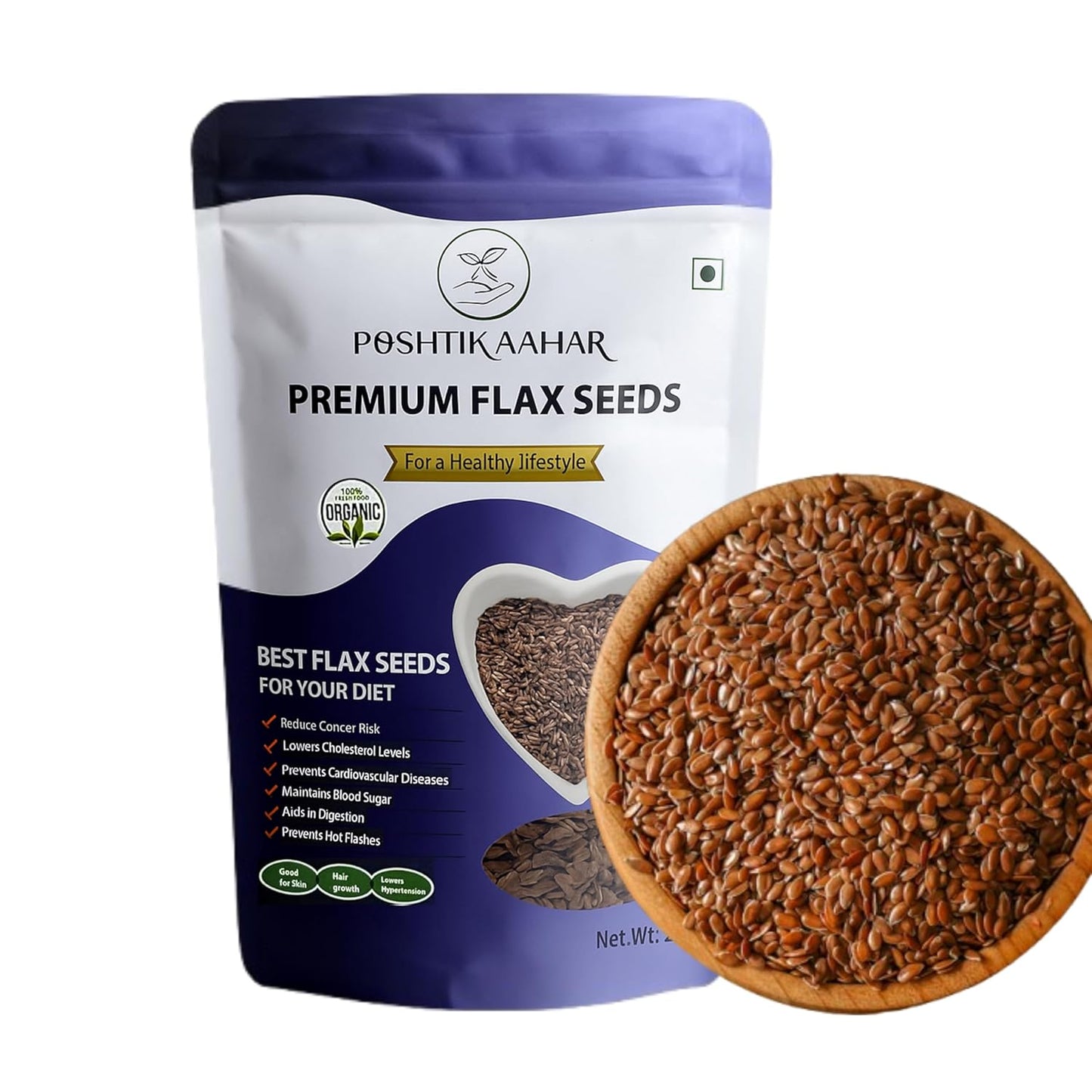 Poshtik Aahar Flax Seeds 200g - Alsi Seeds  | Raw Seeds for Eating