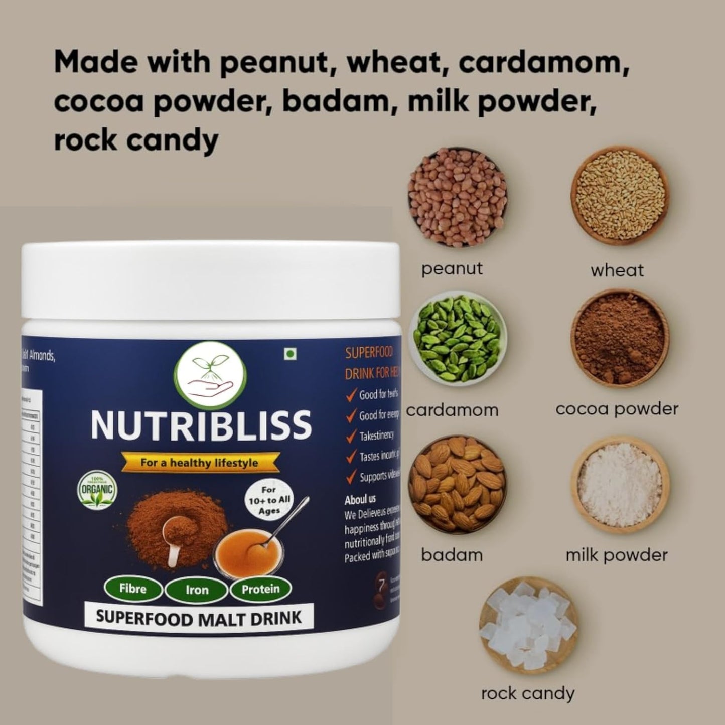 Poshtik Aahar Nutribliss Rich and Nutritious Chocolate Malt Beverage  Mix 500g