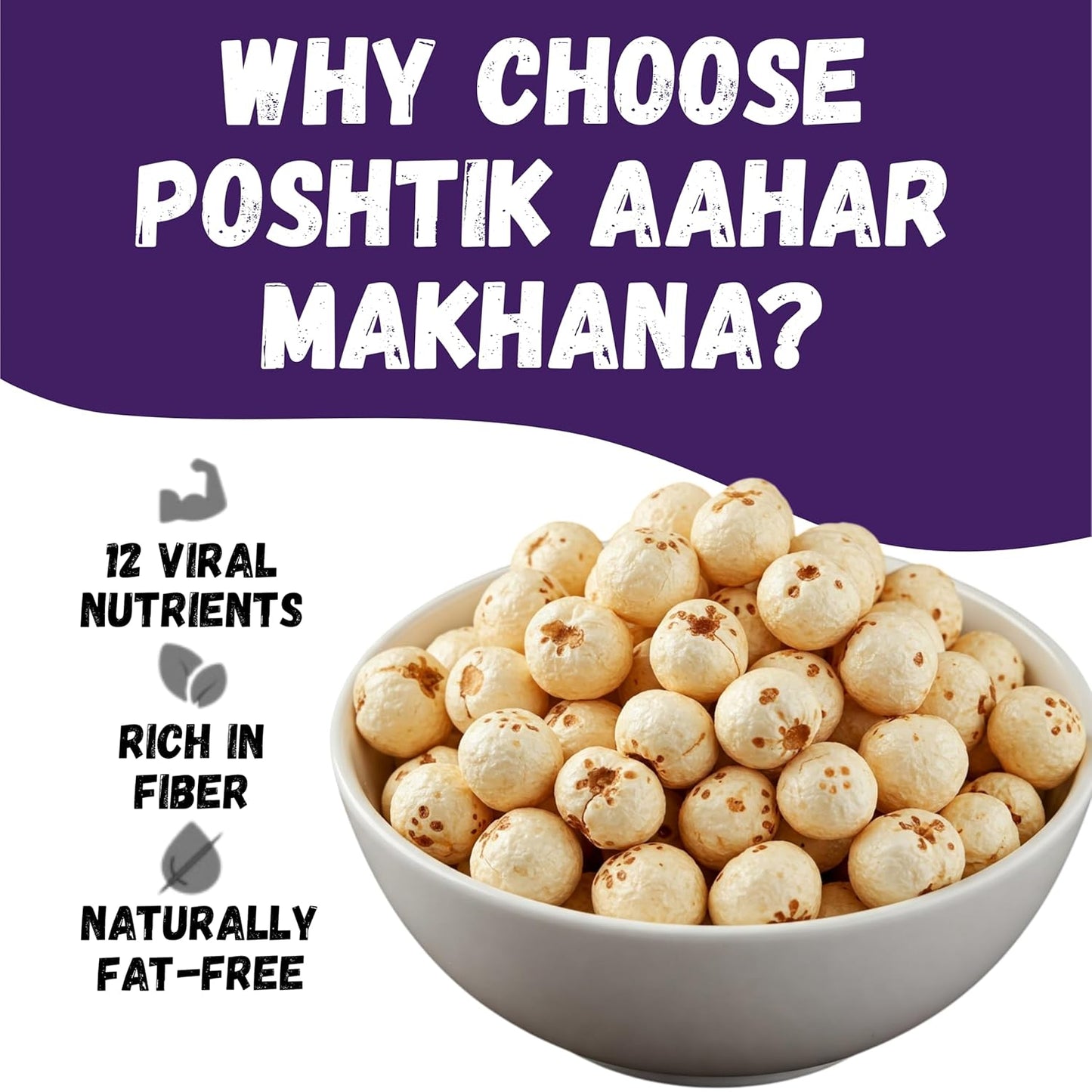 Poshtik Aahar High Protein Makhana (Foxnut) | Phool Makhana 500 Gram