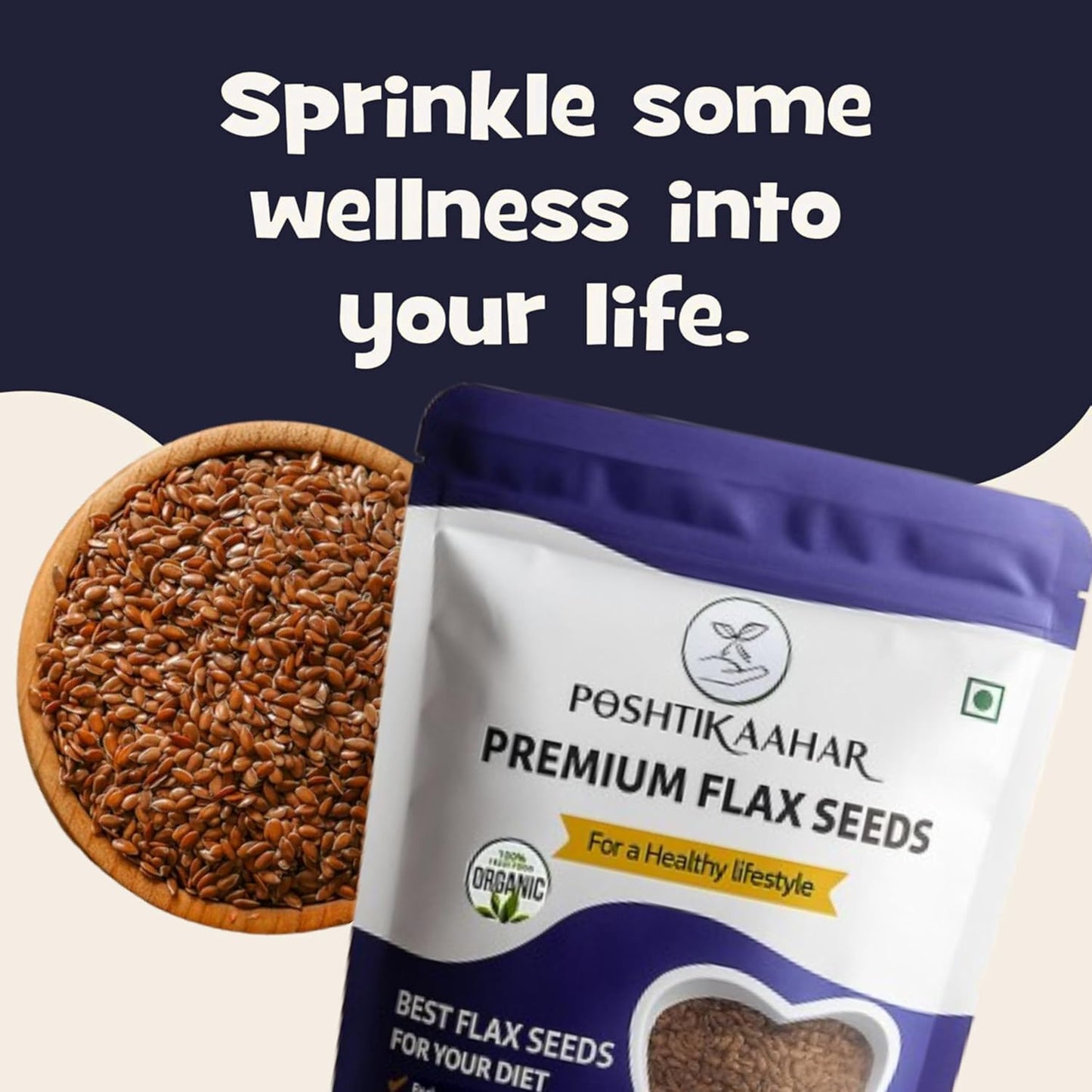 Poshtik Aahar Flax Seeds 200g - Alsi Seeds  | Raw Seeds for Eating