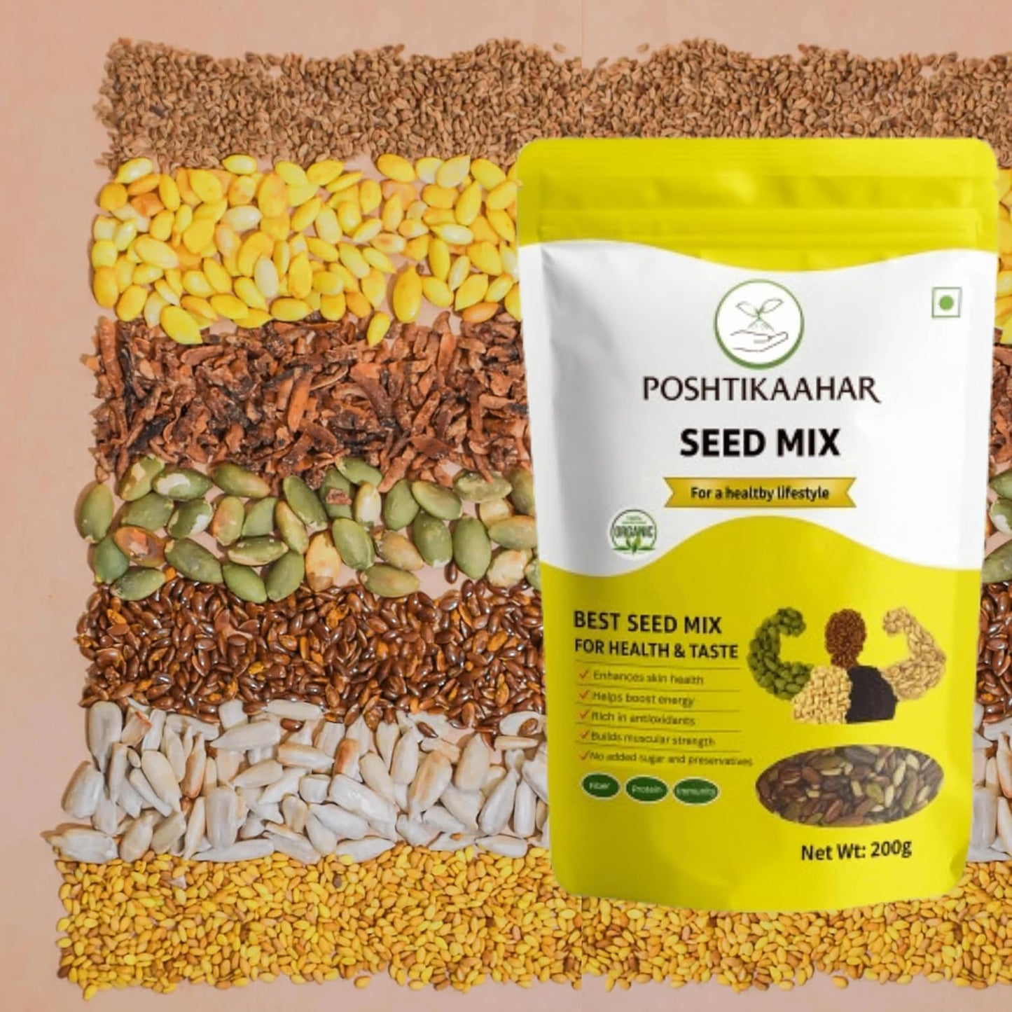 Poshtik Aahar Seed Mix Tasty And Healthy Rosted Snack 200g